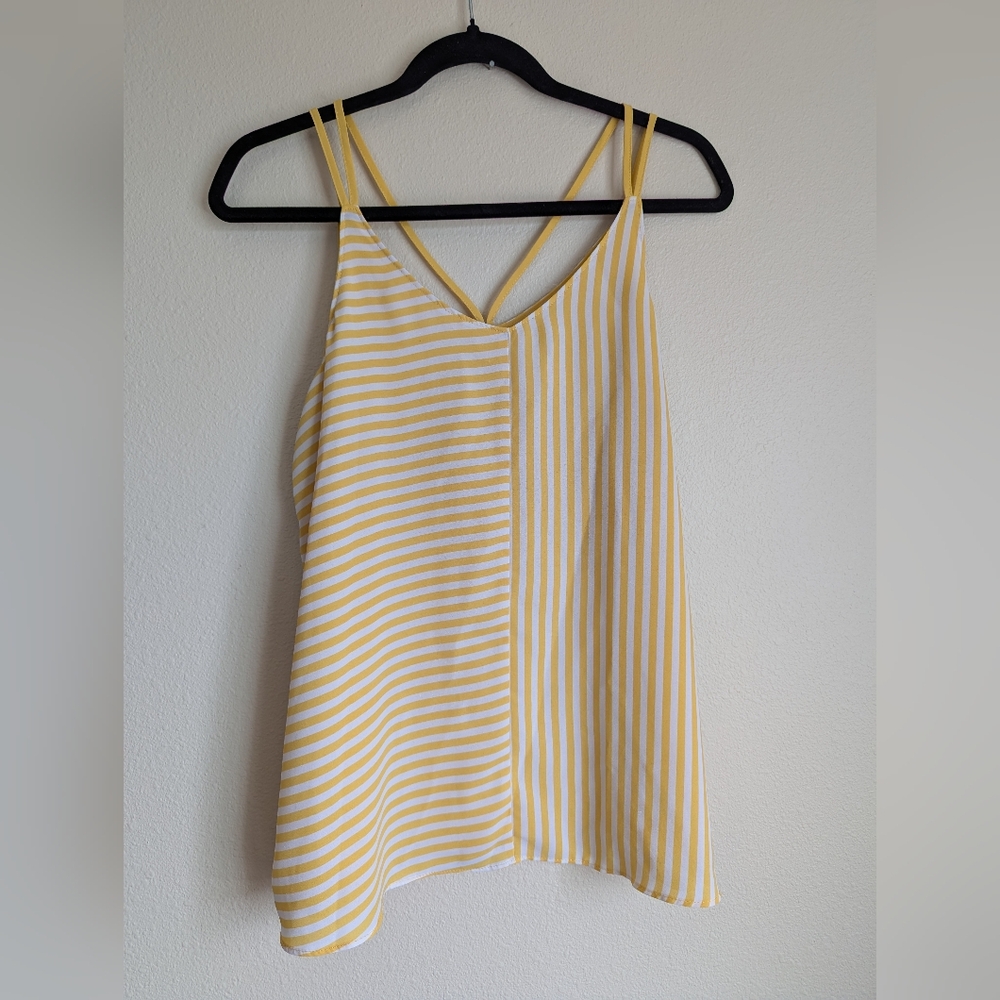 Cato Yellow and White Striped Camisole Size S